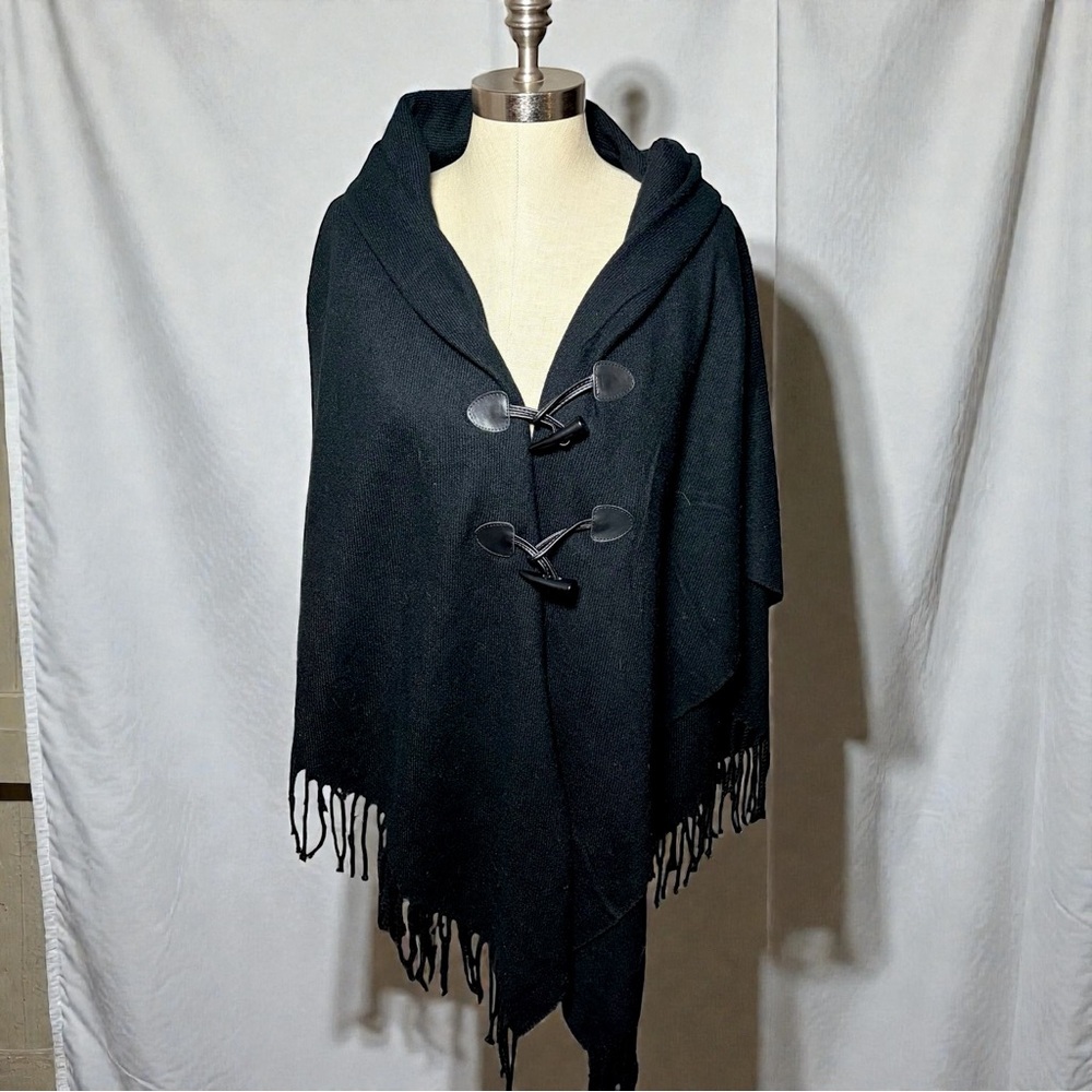Croft & Barrow Black Hooded Poncho